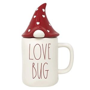Rae Dunn "LOVE BUG" Mug With Gnome Topper Lid- 22oz